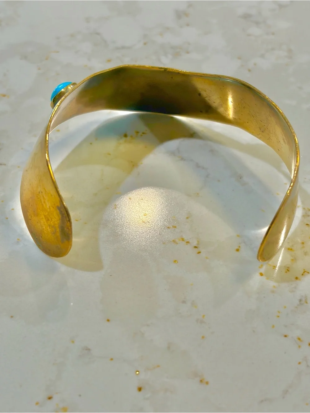 Gold-Tone Cuff Bracelet with Bright Turquoise Stones